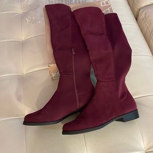 NWT Justfab Flat Boots, Tinsley, Cordovan, 8.5